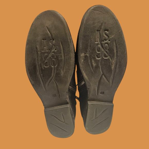 Leather Suede Biker Ankle Boots A.S.98 Airstep Sz 40 Buckle Zipper Snap Insoles - Picture 6 of 10